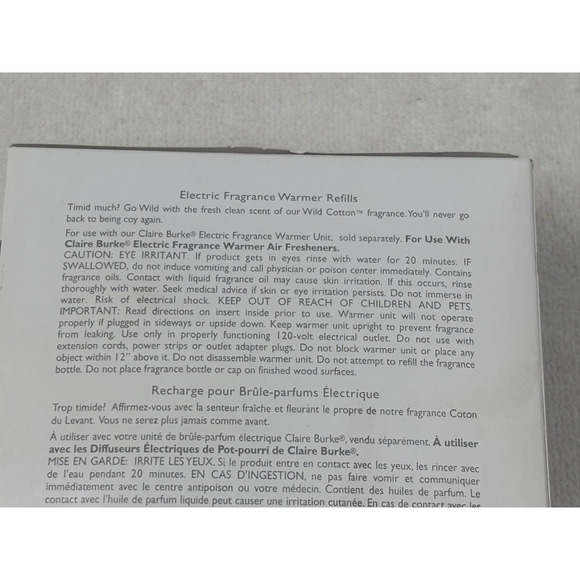 Claire Burke Electric Fragrance Warmer Refill Wild Cotton Pack of 2 Refills HTF - Picture 4 of 4